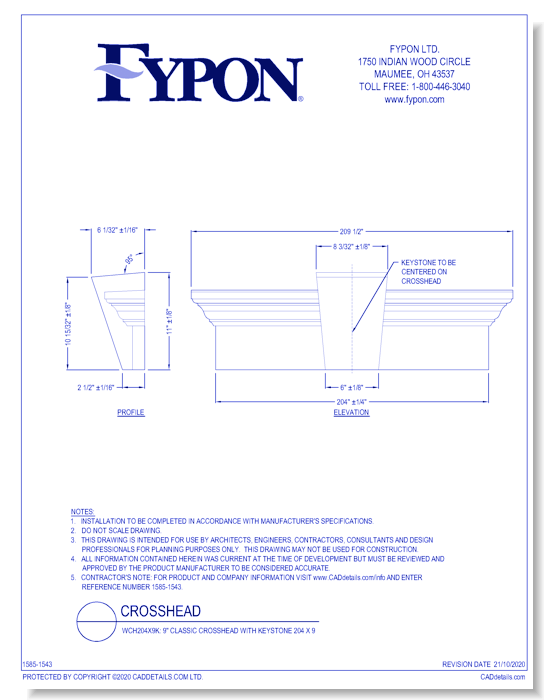 WCH204X9K: 9" Classic Crosshead with Keystone 204 x 9