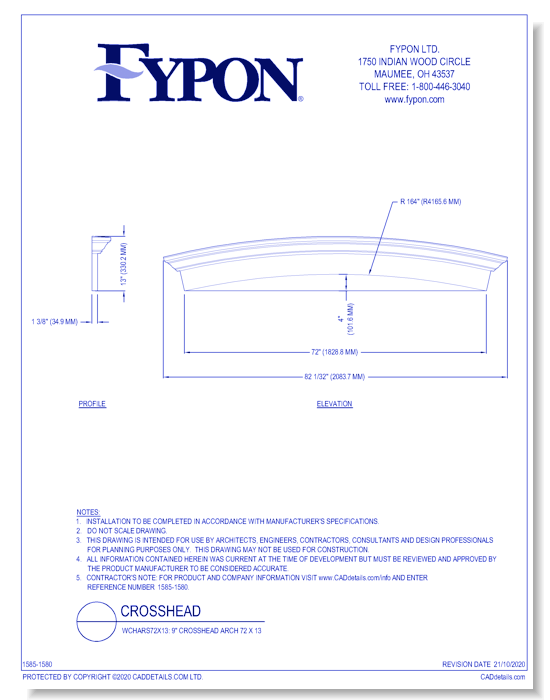 WCHARS72X13: 9" Crosshead Arch 72 x 13