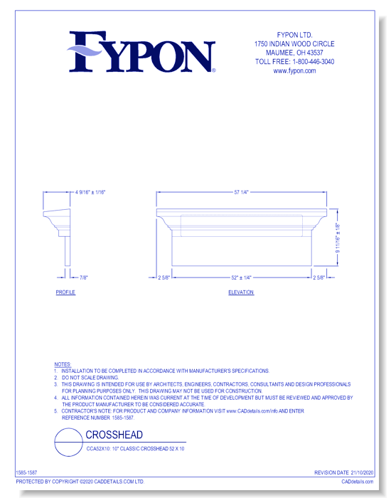 CCA52X10: 10" Classic Crosshead 52 x 10