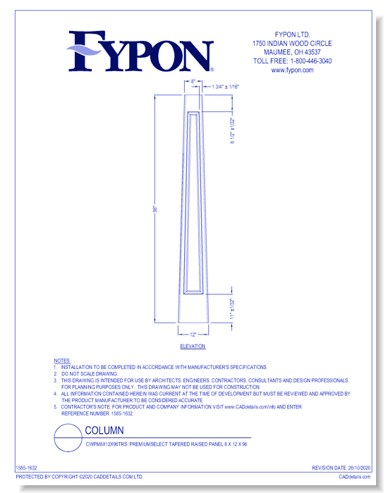 CWPM8X12X96TRS: PremiumSelect Tapered Raised Panel 8 x 12 x 96