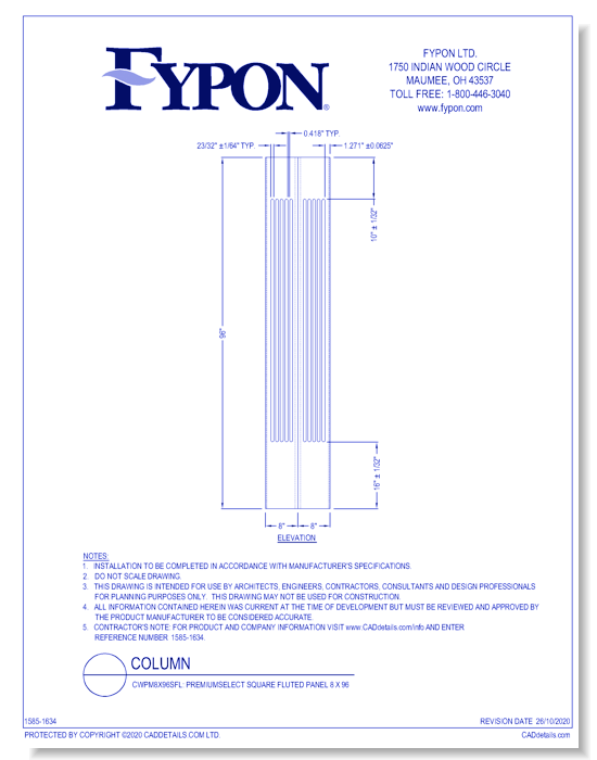 CWPM8X96SFL: PremiumSelect Square Fluted Panel 8 x 96