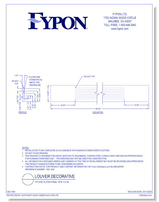 FP12X96: Fluted Panel Trim 12 x 96