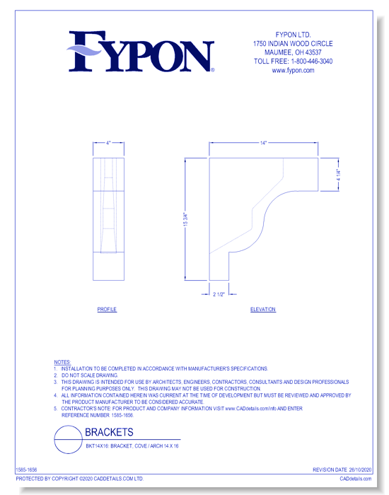 BKT14X16: Bracket, Cove / Arch 14 x 16