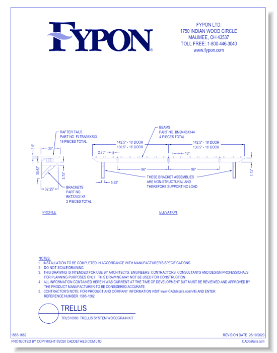TRLS18988: Trellis System Woodgrain Kit