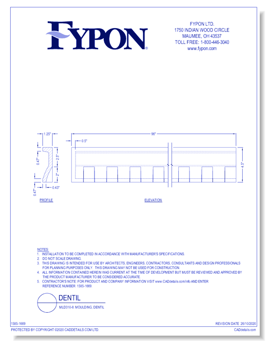 MLD310-8: Moulding, Dentil