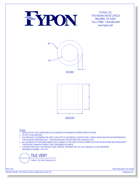 CN6X6: Tile Vent Single 6 x 6