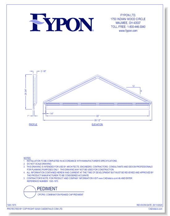 CPCP85: Combination Peaked Cap Pediment
