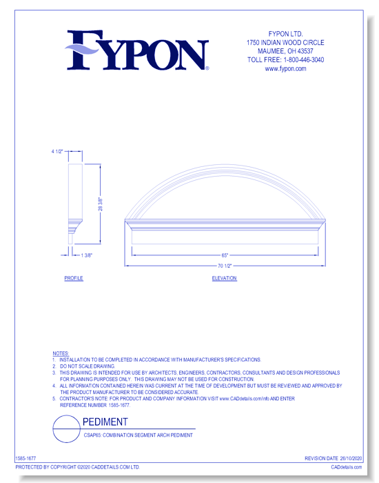 CSAP65: Combination Segment Arch Pediment