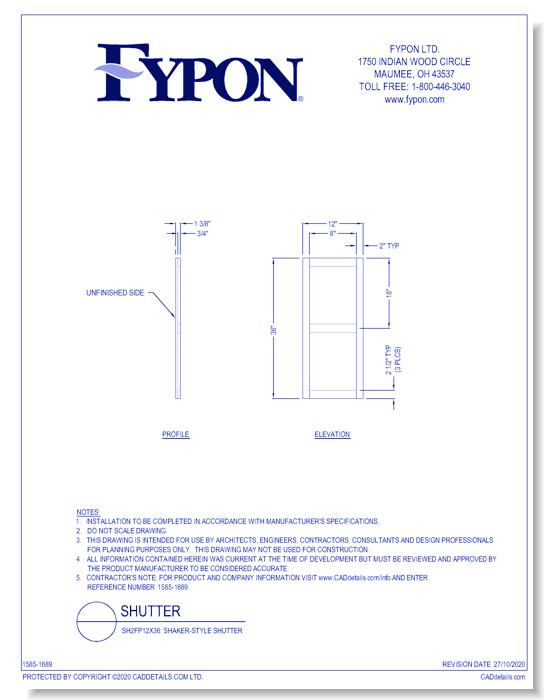 SH2FP12X36: Shaker-Style Shutter