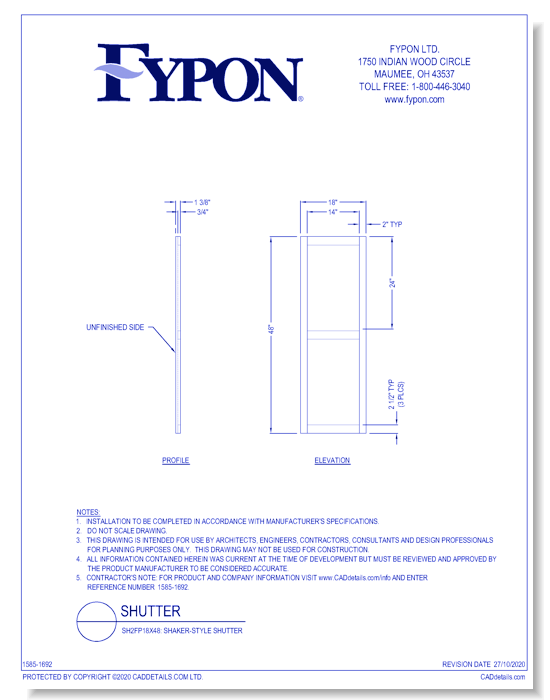 SH2FP18X48: Shaker-Style Shutter