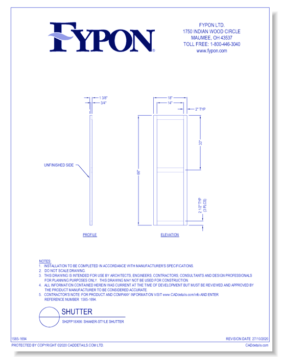 SH2FP18X66: Shaker-Style Shutter