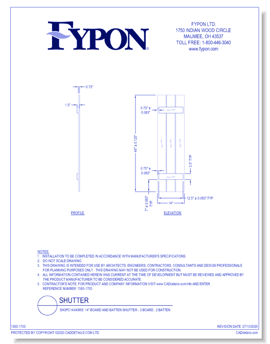 SH3PC14X48RS: 14" Board and Batten Shutter - 3 Board , 2 Batten