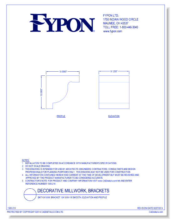 BKT10x10x9: Bracket 10x10x9-1/8 Smooth, Profile