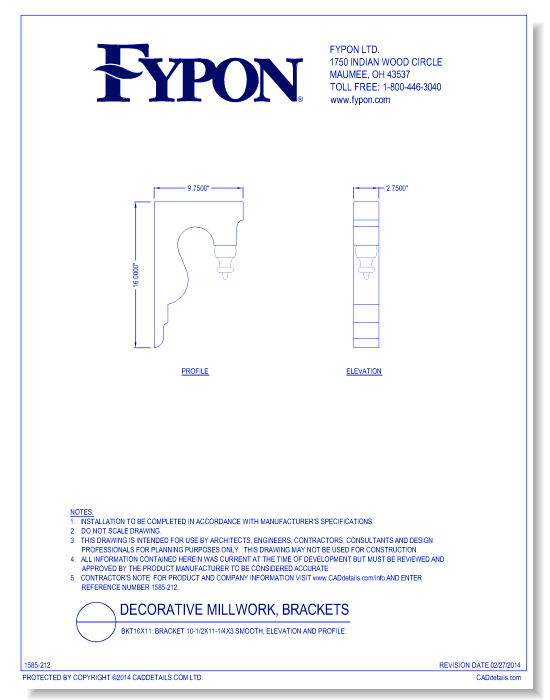 BKT10x16: Bracket 9-3/4x16x2-3/4 Smooth, Profile