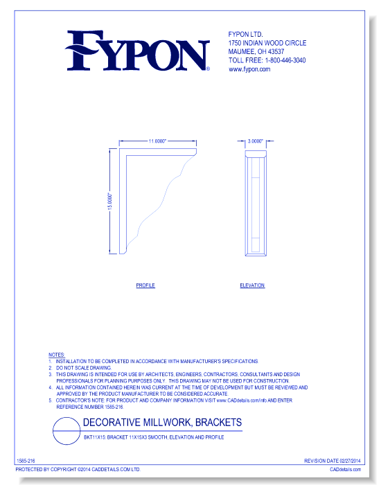 BKT11x15: Bracket 11x15x3 Smooth, Profile