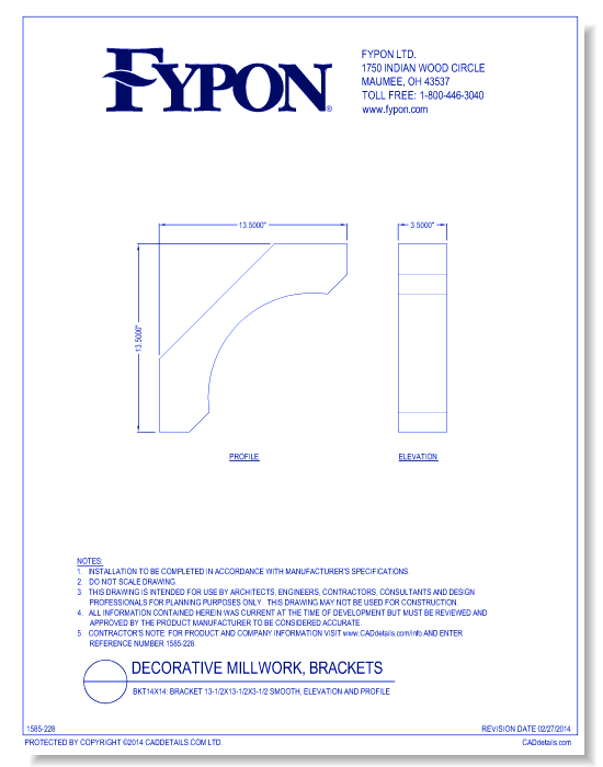 BKT14x14: Bracket 13-1/2x13-1/2x3-1/2 Smooth, Profile