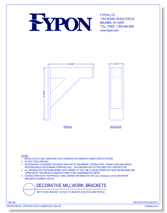 BKT14x16x4: Bracket 14x16x4-7/16 Smooth, Profile