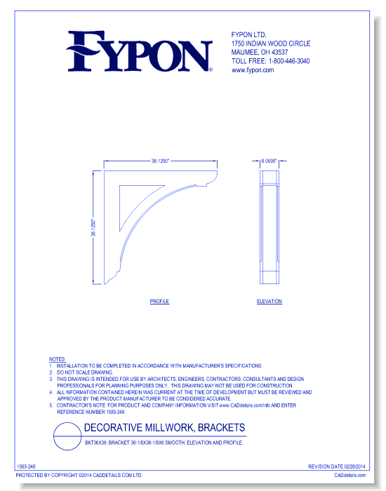 BKT36x36: Bracket 36-1/8x36-1/8x6 Smooth, Profile
