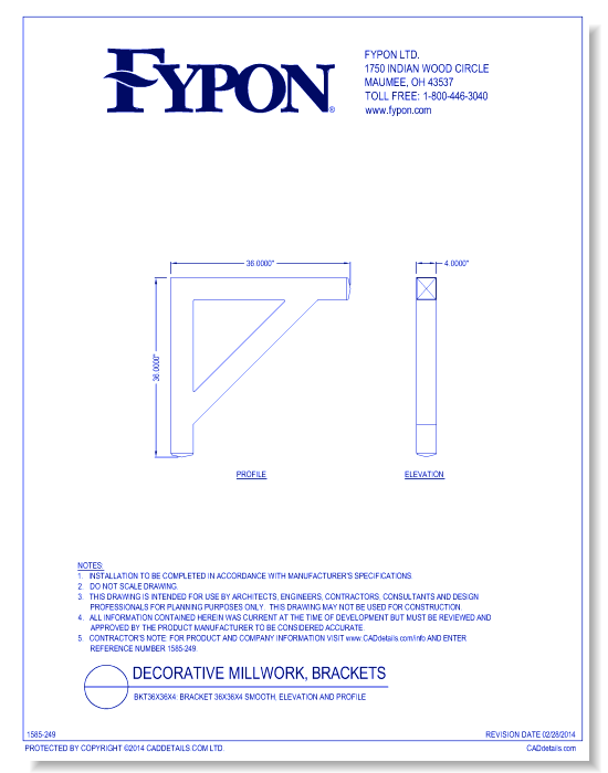 BKT36x36x4: Bracket 36x36x4 Smooth, Profile