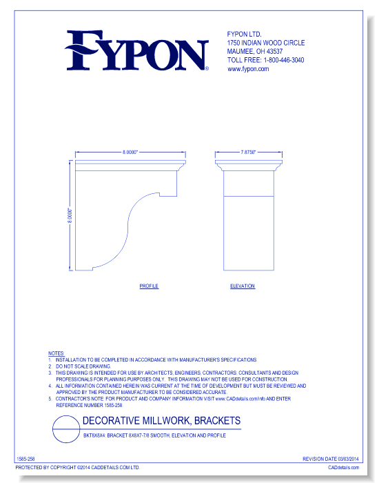 BKT8x8x4: Bracket 8x8x7-7/8 Smooth, Profile