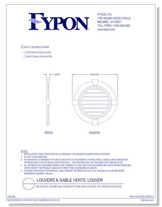 RLV24-4FTK/FR:V24-4FTK: Round Louver W/Flat Trim & Key Deco/Func  32-27/32X2-13/51 Smooth