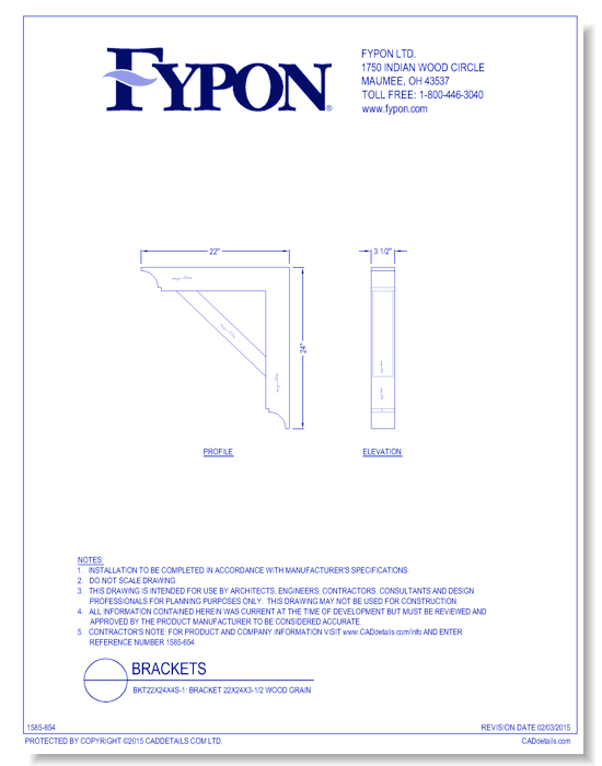 BKT22X24X4S-1: Bracket 22x24x3-1/2 Wood Grain