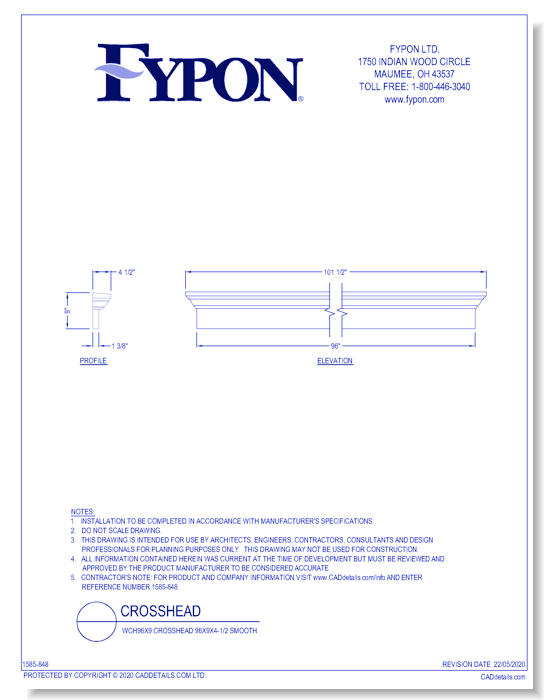 WCH96x9: Crosshead 96x9x4-1/2 Smooth