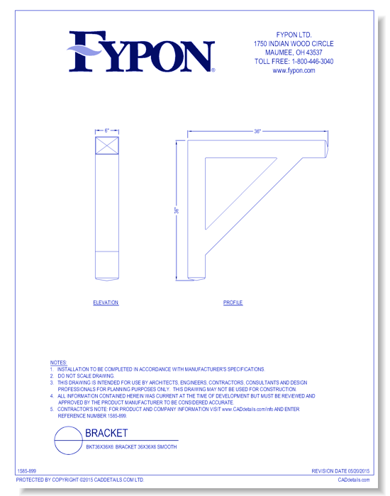 BKT36X36X6: Bracket 36X36X6 Smooth