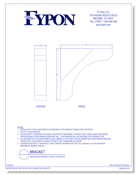 BKT30X30X8: Bracket  30X30X6-7/8 Smooth