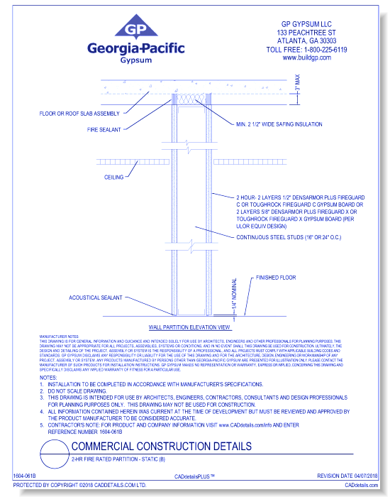 2-Hr Fire Rated Partition - Static (b)