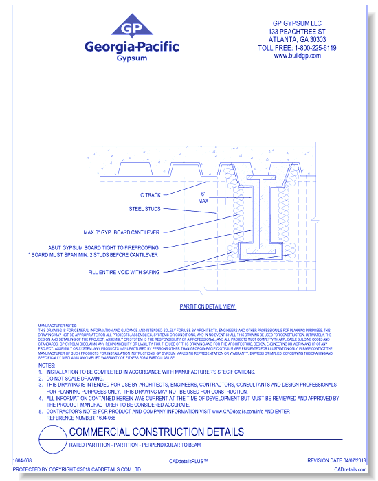 Rated Partition - Partition - Perpendicular to Beam