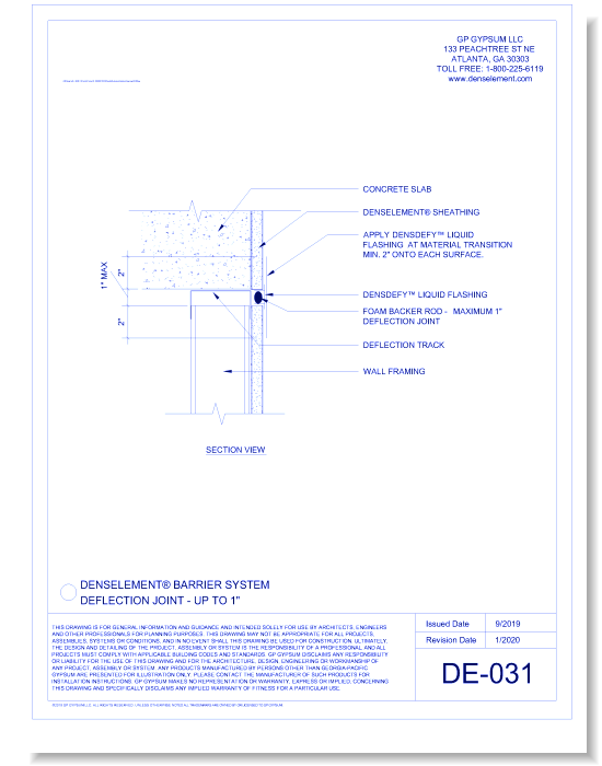 DE-031 - Deflection Joint - Up To 1 Inch
