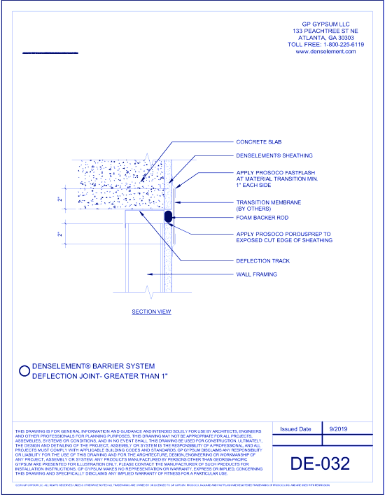 DE-032 - Deflection Joint - Greater Than 1 Inch