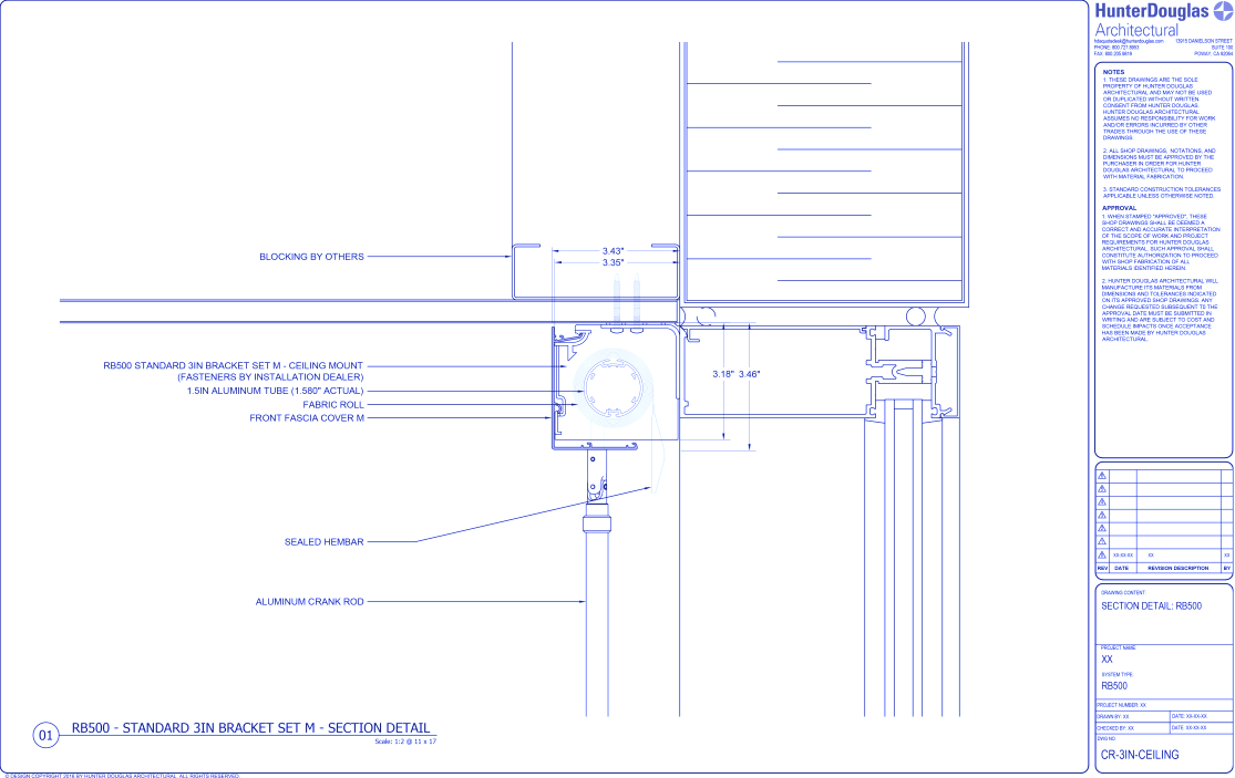 Standard Duty Crank: 3IN Fascia Bracket – Ceiling Mount