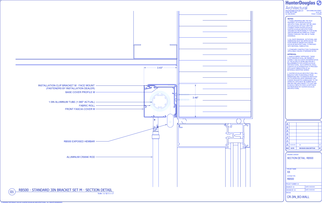 Standard Duty Crank: 3IN Blockout Bracket – Wall Mount