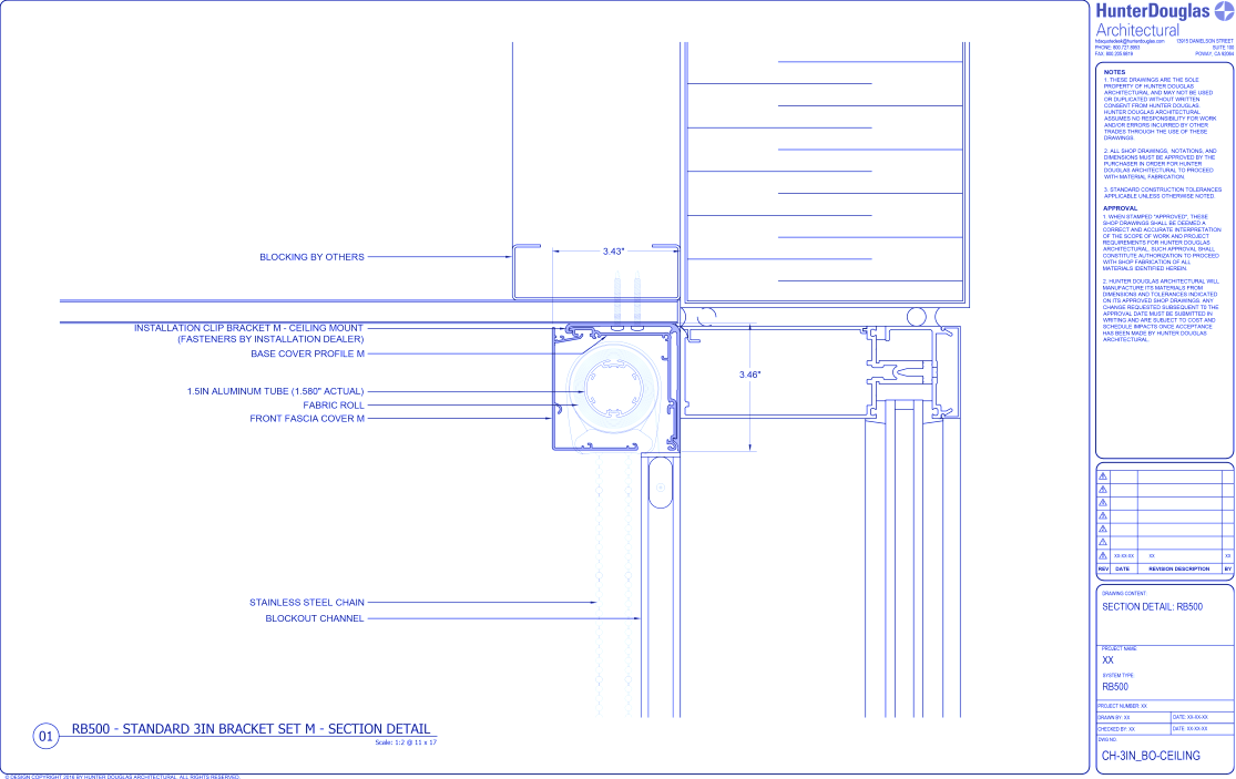 Standard Duty Clutch: 3IN Blockout System – Ceiling Mount