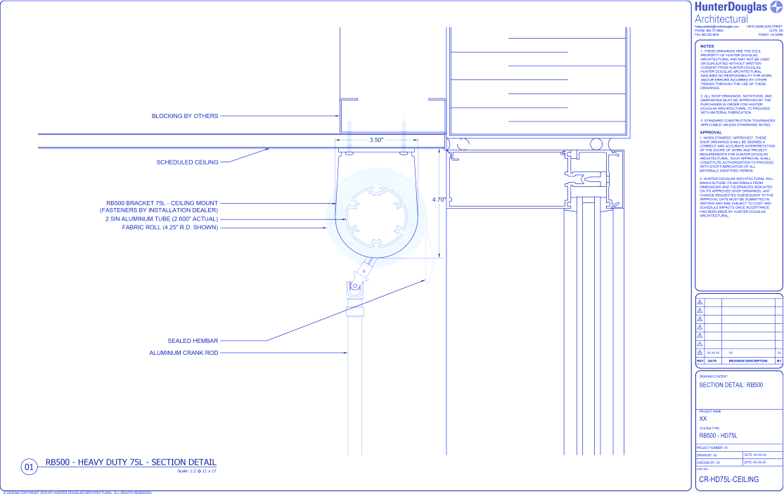 Heavy Duty Crank: 75L Bracket – Ceiling Mount