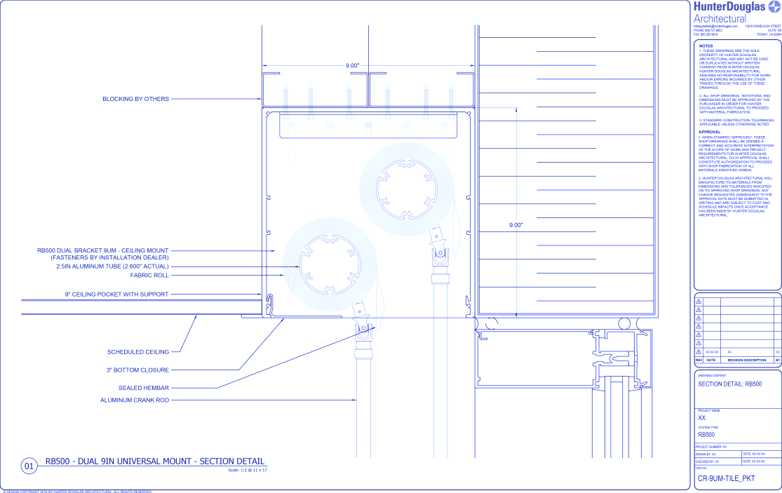 Heavy Duty Crank: 9IN Dual UM Bracket – Tile Pocket