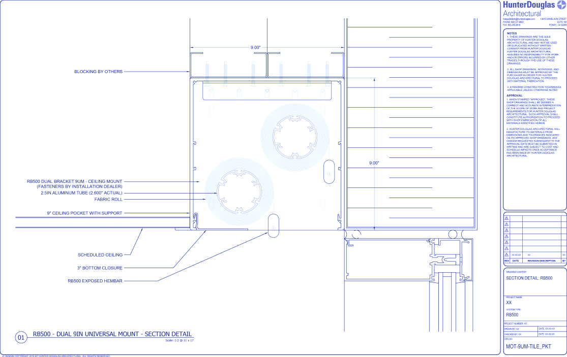 Heavy Duty Automated: 9IN Dual UM Bracket – Tile Pocket