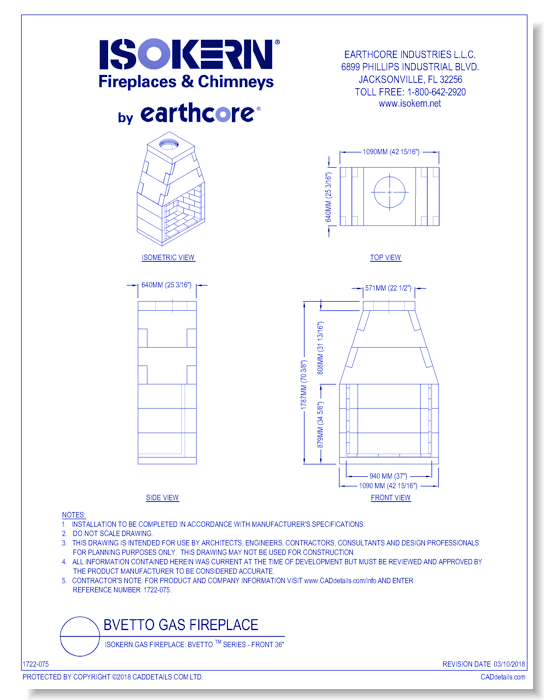 Isokern Gas Fireplace: Bvetto™ Series - Front 36"