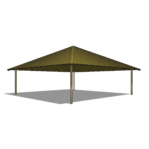 30' x 30' Square Shelter: Elevation and Plan Views