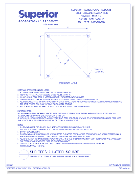 24' x 24' Square Shelter: Ground Plan