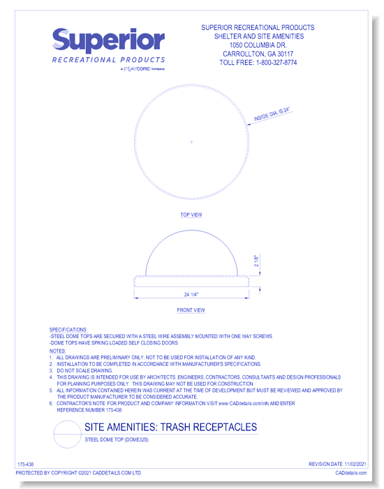 Steel Dome Top (DOME32S)