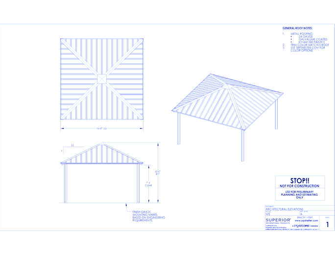 16' x 16' Square Shelter