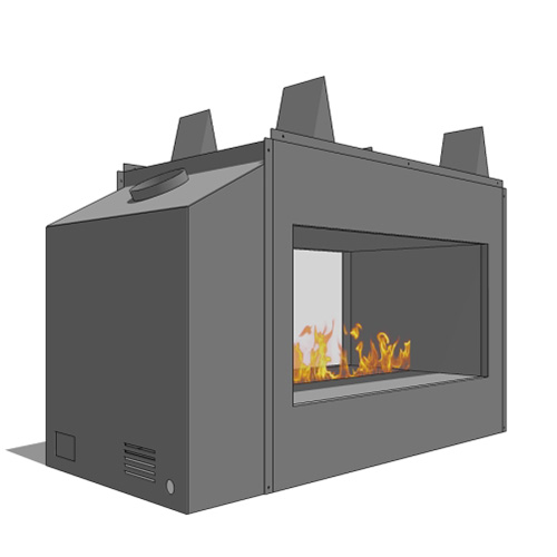 CAD Drawings BIM Models Spark Modern Fires Fire Ribbon Direct Vent 3' Vu Thru Fireplace (Model 91)