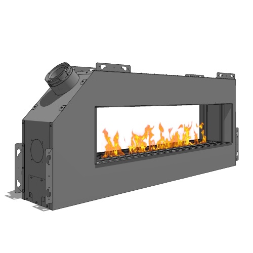 CAD Drawings BIM Models Spark Modern Fires Fire Ribbon Direct Vent 5' Vu Thru Fireplace (Model 512)