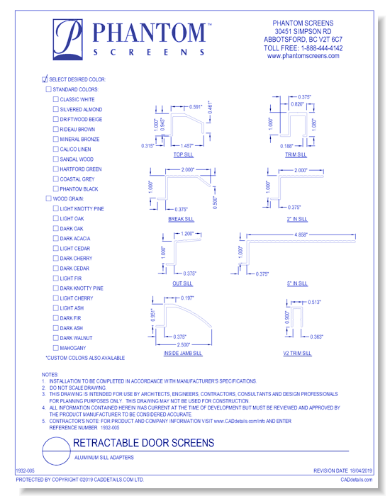 Retractable Door Screens: Aluminum Sill Adapters