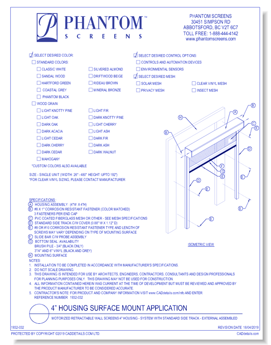 Motorized Retractable Wall Screens:4" Housing - System with Standard Side Track - External Assembled