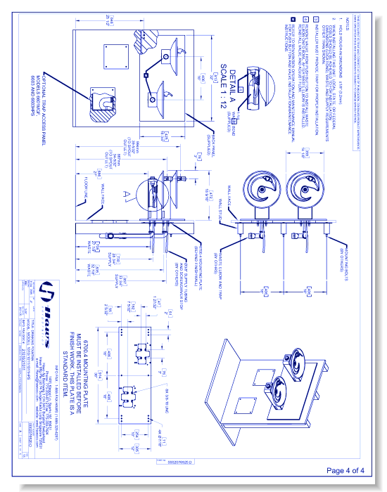 Model 1011/1011HPS:  Wall Mounted ADA Dual Drinking Fountain