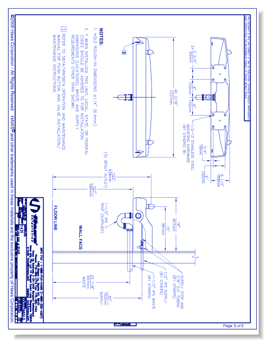 Model 1431:  Wall Mounted Drinking Fountain